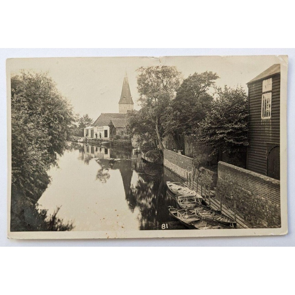 Fordwich,‎ Kent c1910s RPPC Postcard River Stour View Fordwich Arms Church Boats
